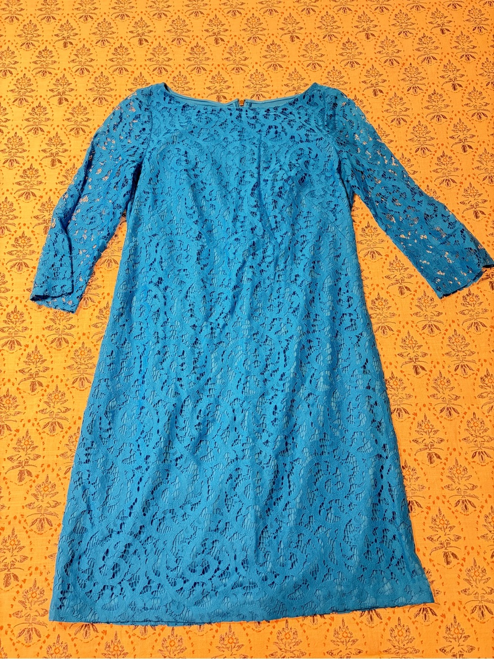 Nine & Co. Teal Blue Lace Long Sleeve Dress